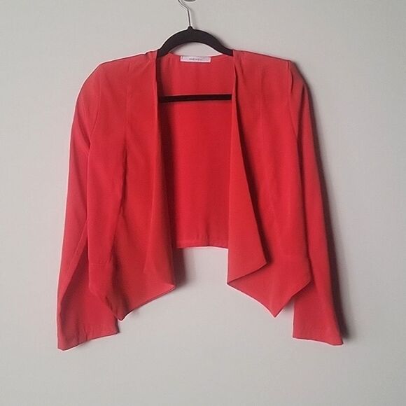 Audrey 3+1 Red Bolero S Crop Jacket Blouse Top Christmas Boho Minimalist Flowy - Picture 1 of 10
